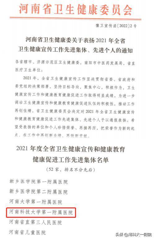 我院获2021年度全省卫生健康宣传工作先进集体等多项荣誉(图1)